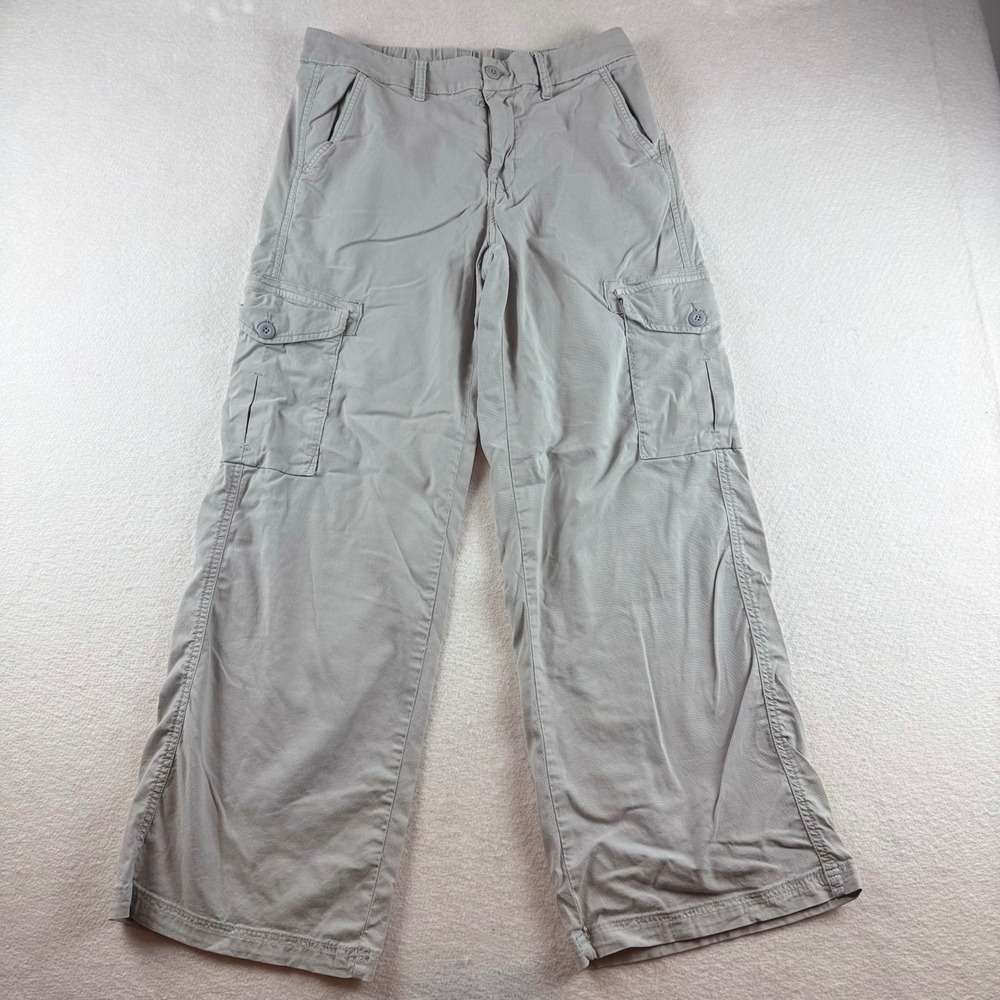 American Eagle Gray Mid Rise Baggy Wide Leg Cargo Pants Size 4 Regular Stretch